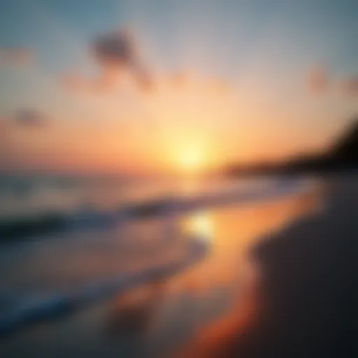 Panoramic view of the serene Al Hudayriyat Beach at sunset