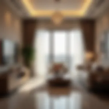 Elegant living room interior of a unit in Al Narah Apartments