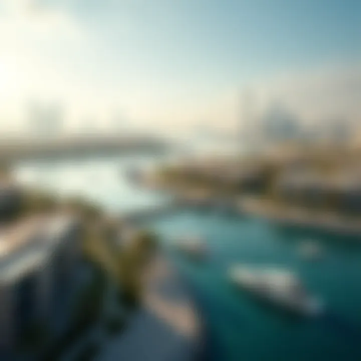 Panoramic view of Dubai Creek Harbour showcasing The Cove