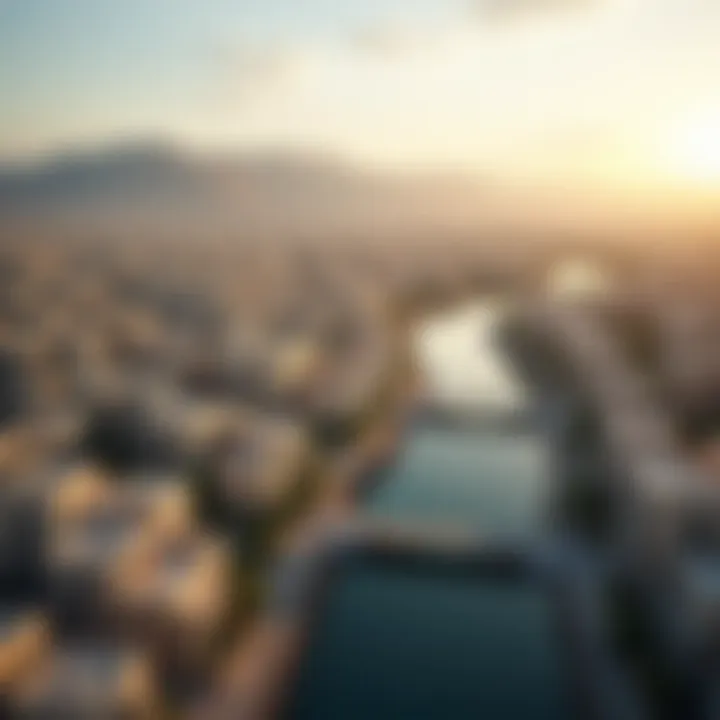 Aerial view of مدينة الظفرة, showcasing its unique architectural landscape