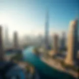 A panoramic view of Dubai's International City showcasing diverse architecture.