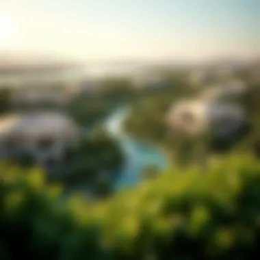 Aerial view of Emirates Hills showcasing its luxurious villas and green spaces.