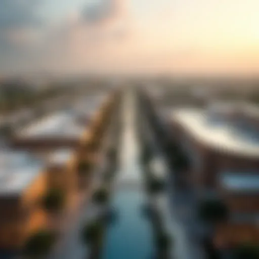 Aerial view showcasing the architectural design of Silicon Oasis Avenue Mall