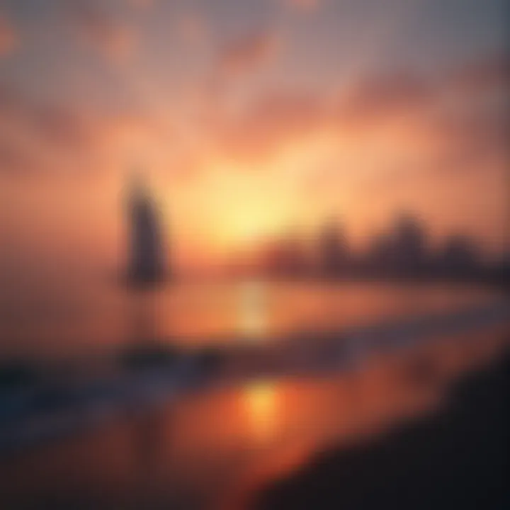 Sunset skyline of Dubai featuring The One Palm as a focal point