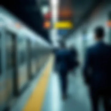 Dubai Metro station bustling with commuters during peak hours